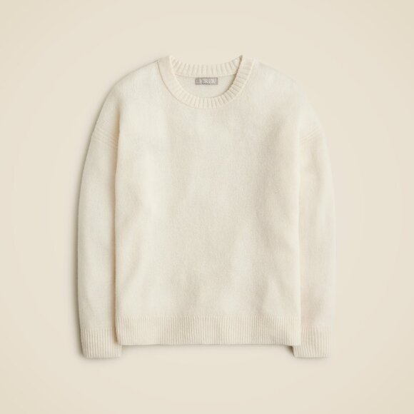 J Crew Relaxed crewneck sweater in wool Ivory XS runs very big COZY! - Picture 1 of 3